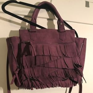 Free People vegan leather satchel in burgundy